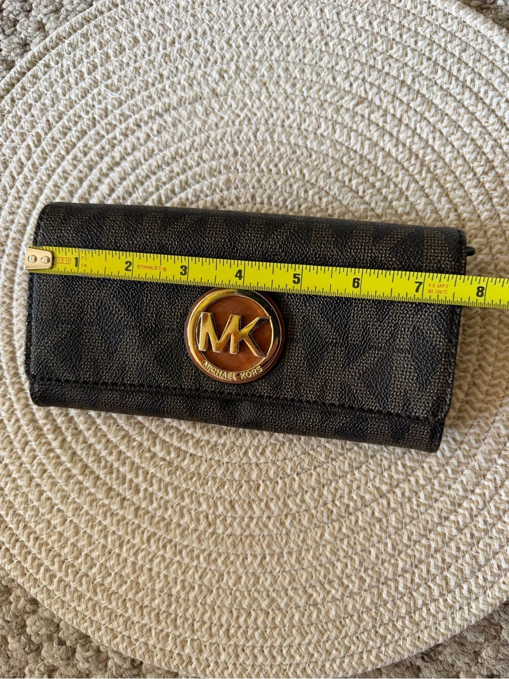 Michael Kors Brown and Gold MK Logo Continental Wallet